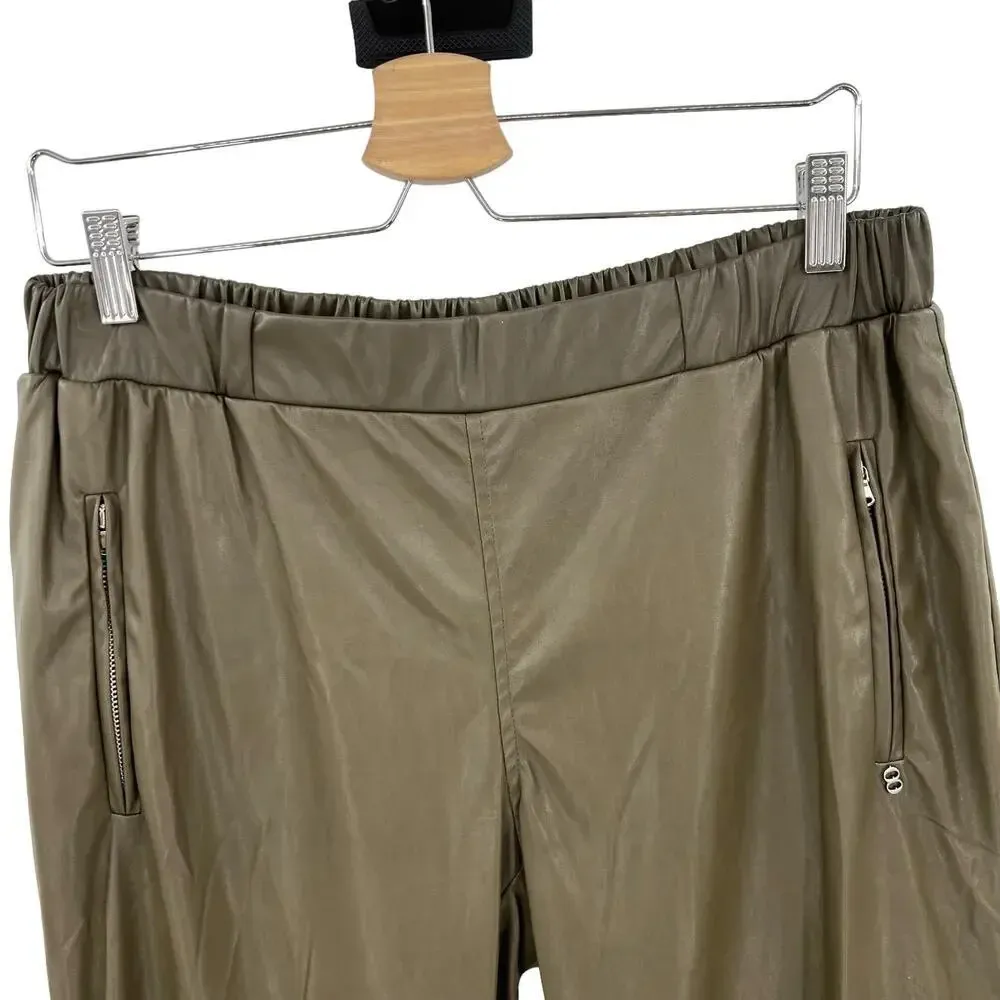 Ottod'Ame Military Green Faux Leather Jogger Pants Size 46 / US‎ 10 - Image 2