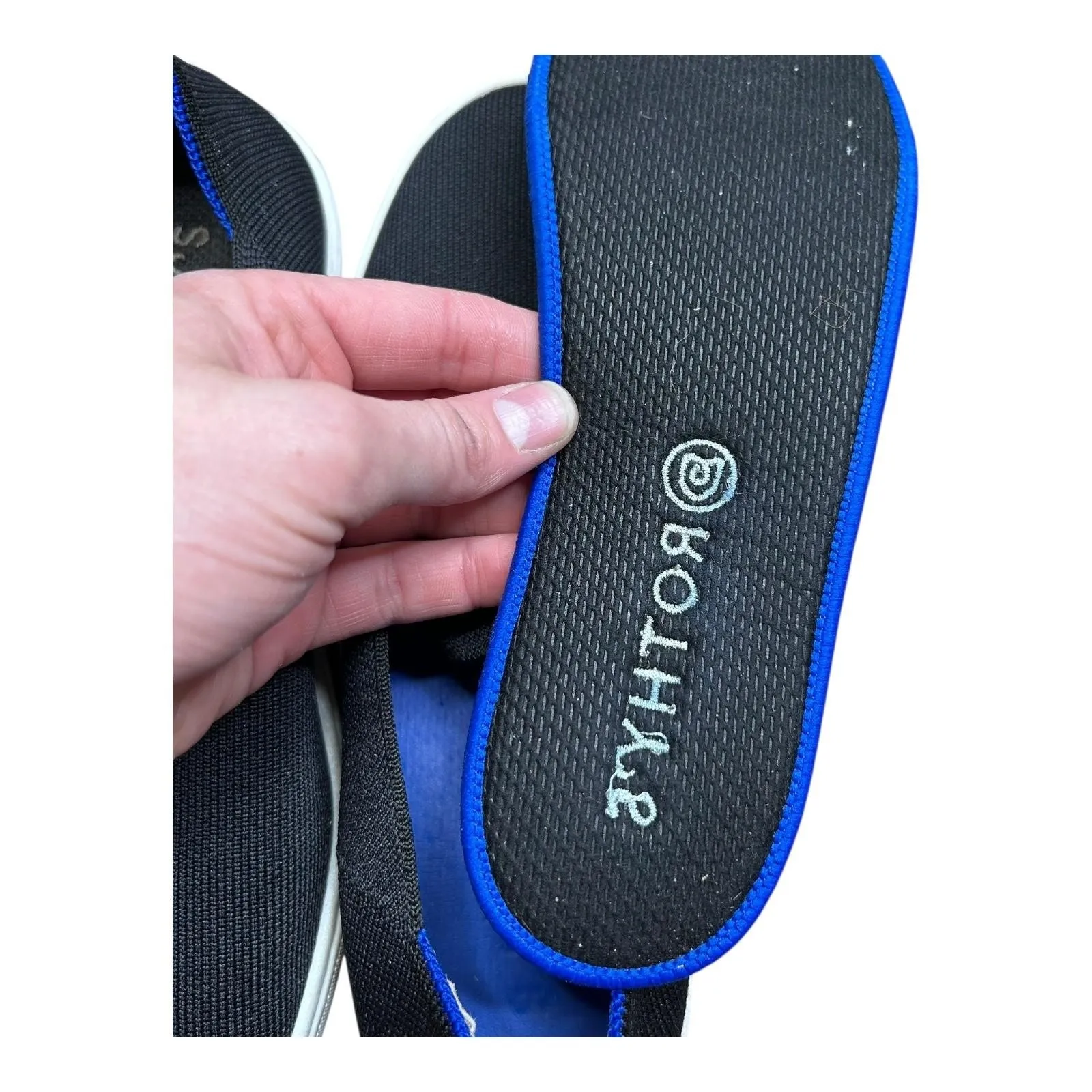 Rothy's Slip On Shoes Womens Size 8 Black Blue Knit Comfort Washable Sneaker - Image 7