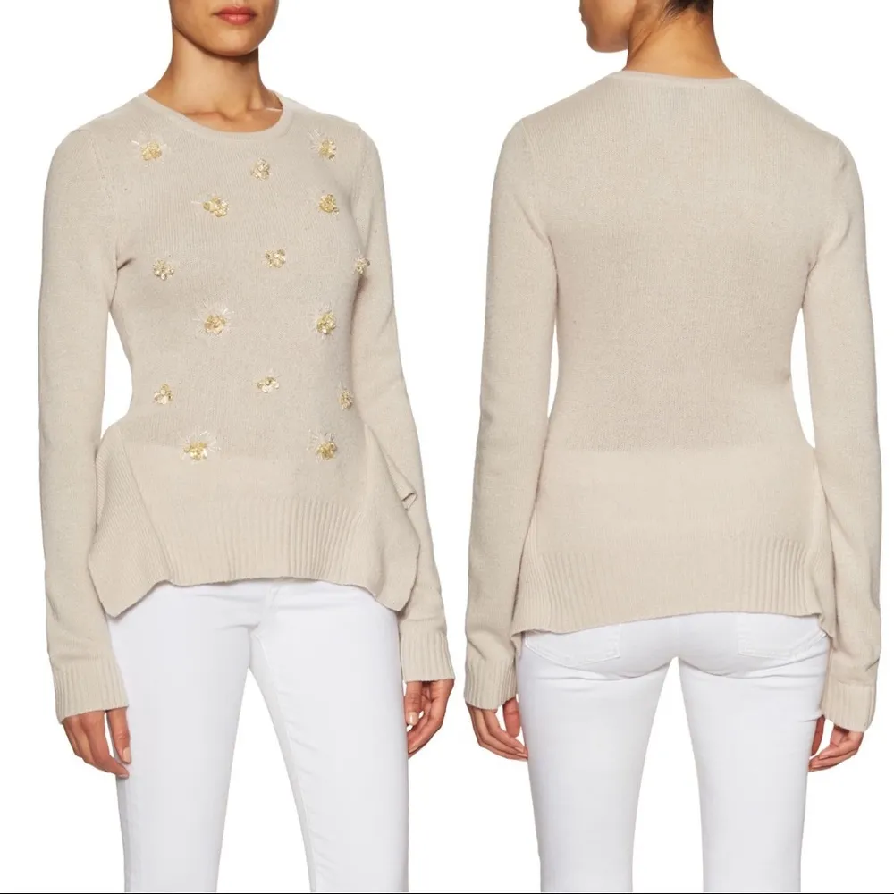BCBGMaxAzria • Loretta beaded pullover sweater embellished jewel cream ecru - Image 3