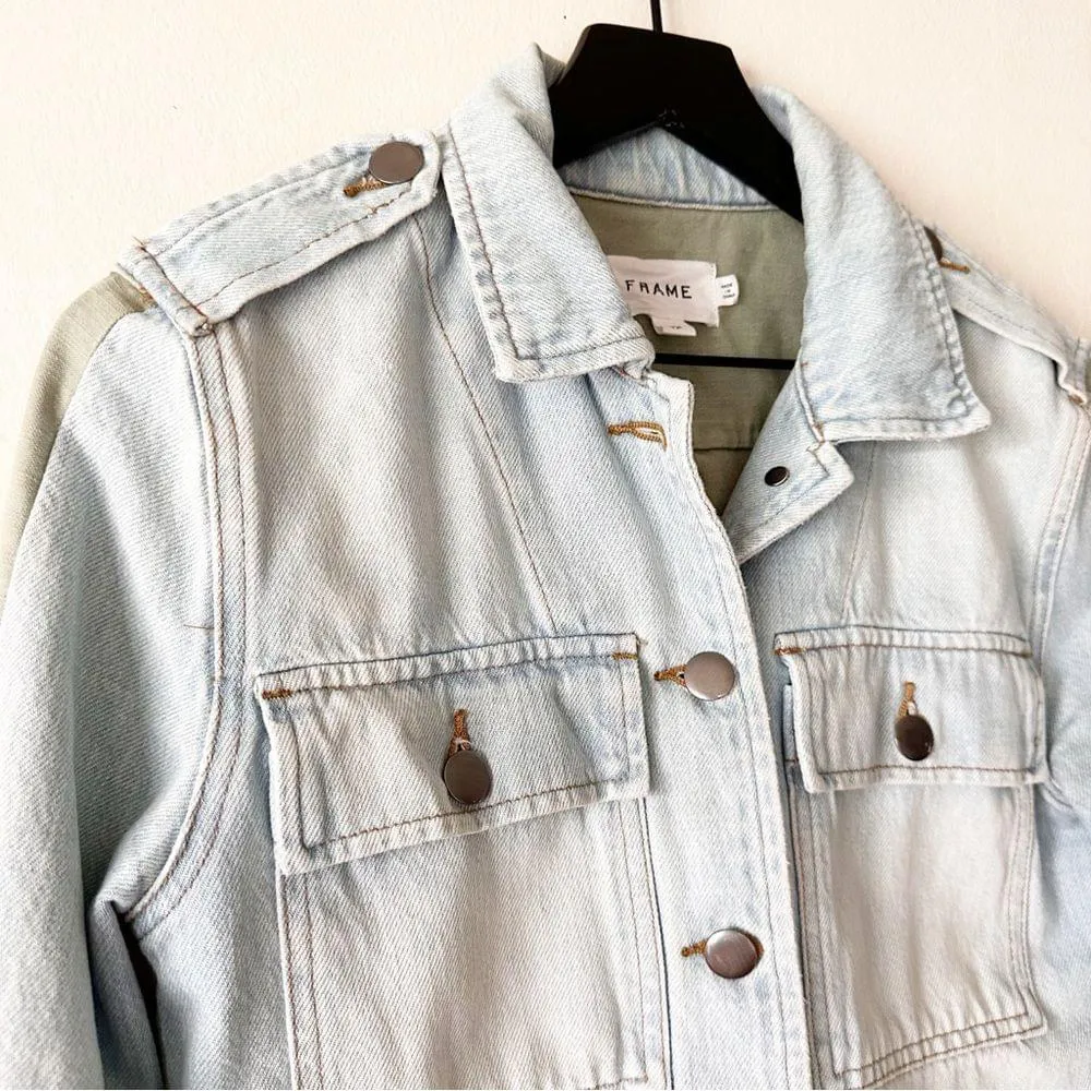 Frame Women's XS Denim Cargo Mix Shirt Jacket - Image 3