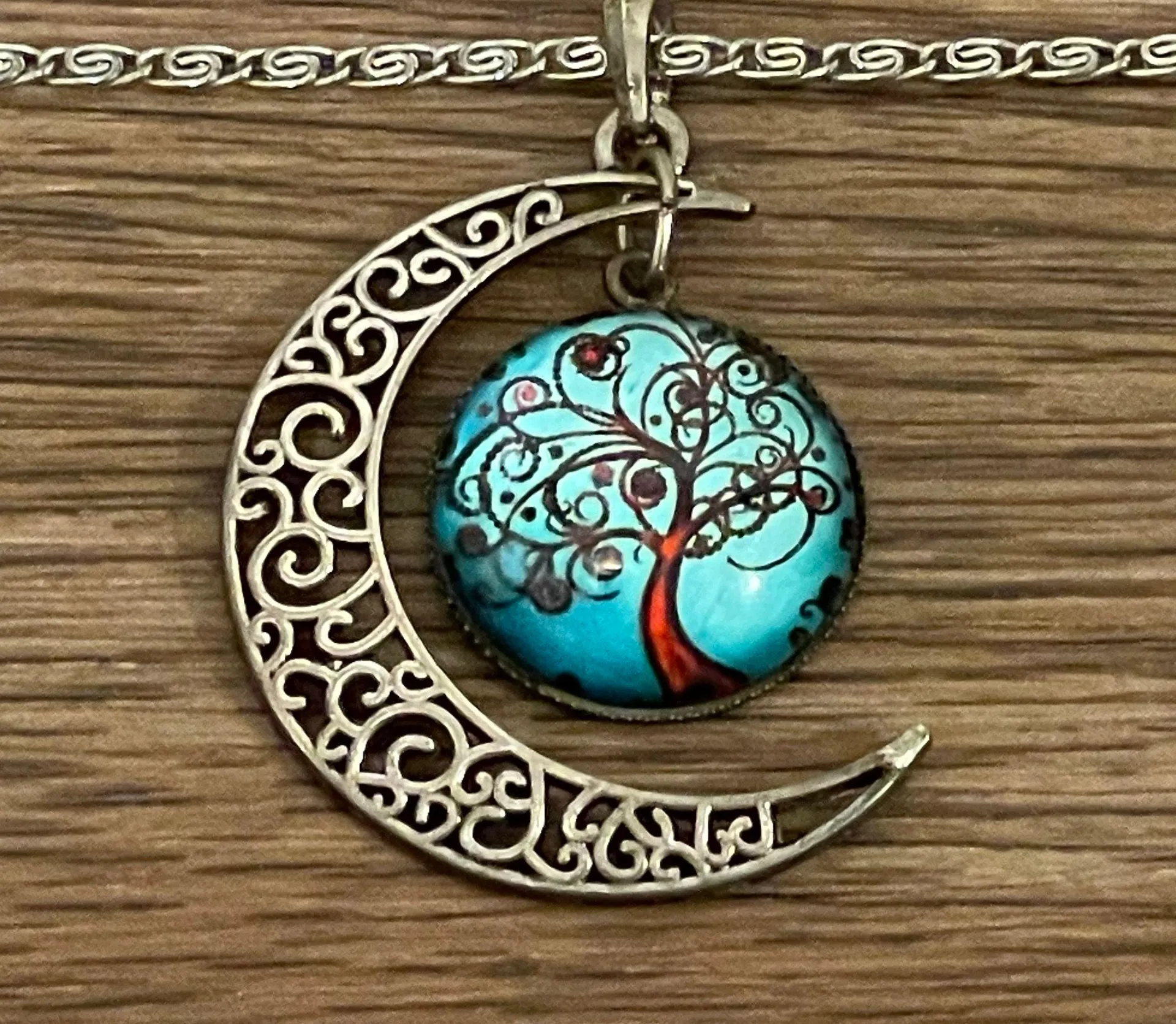 Liebe Engel Bracelet Earrings Necklace Pendant Life Tree Jewelry Set Silver Aqua - Image 8