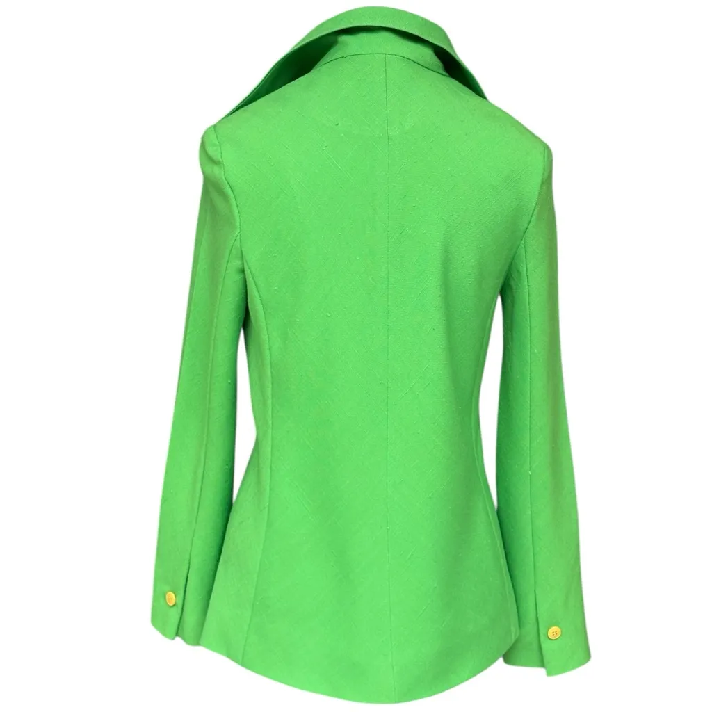 Vintage 70s R&K Originals Bright Green Dagger Collar Blazer XS–S Disco Bright - Image 4