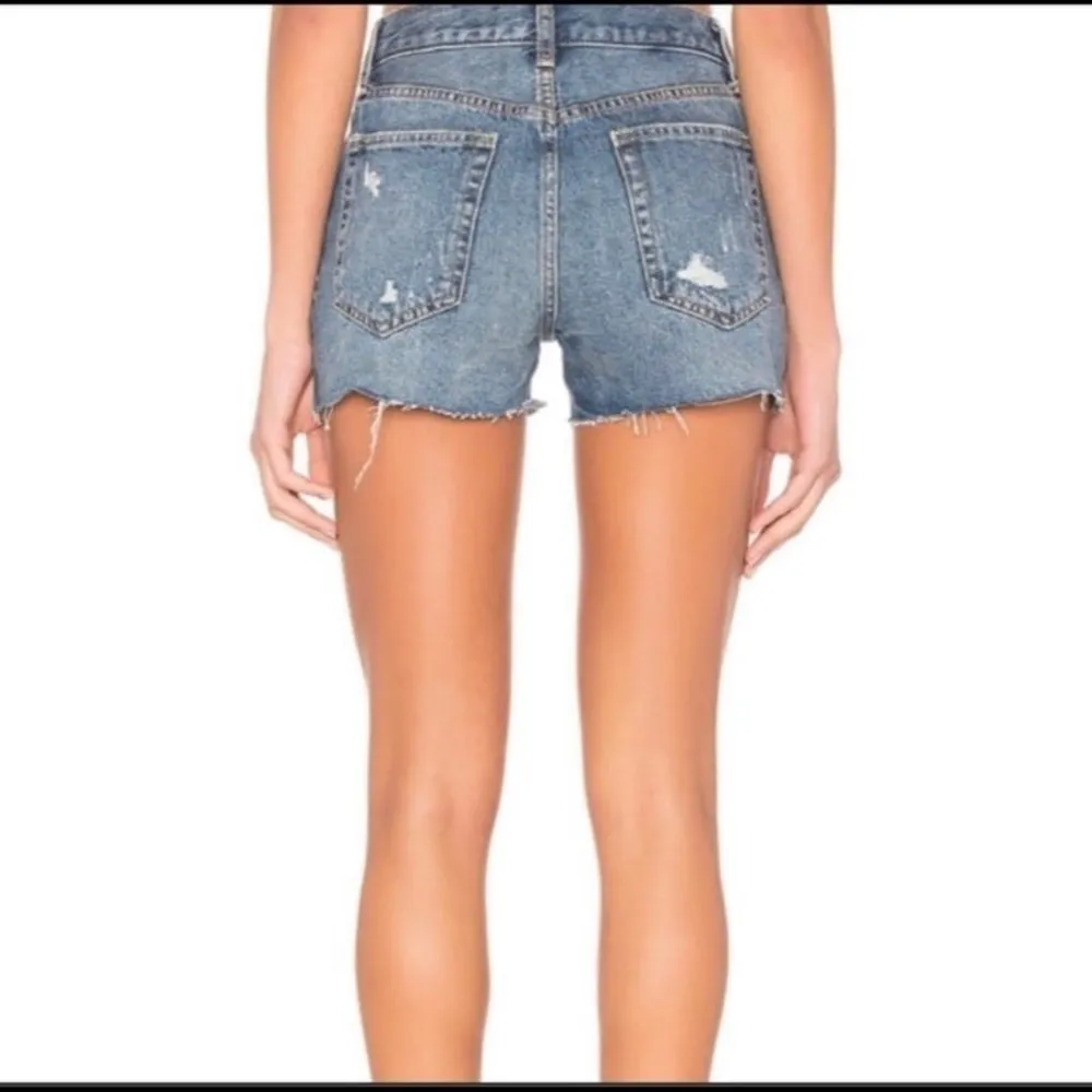 Free People denim distressed button fly shorts size 25 mid-rise Sofia - Image 6