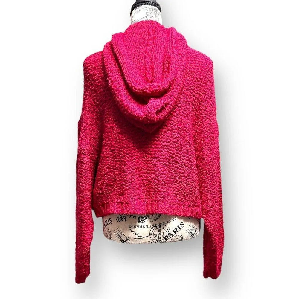Pilcro Anthropologie M‎ Red Knit Hoodie Sweater Oversized Cozycore Boho Preppy - Image 4