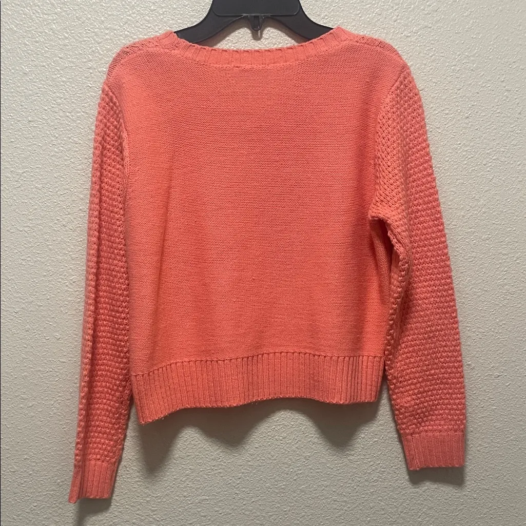 Iris  Women's Cropped Coral Cable Knit Sweater - Image 5