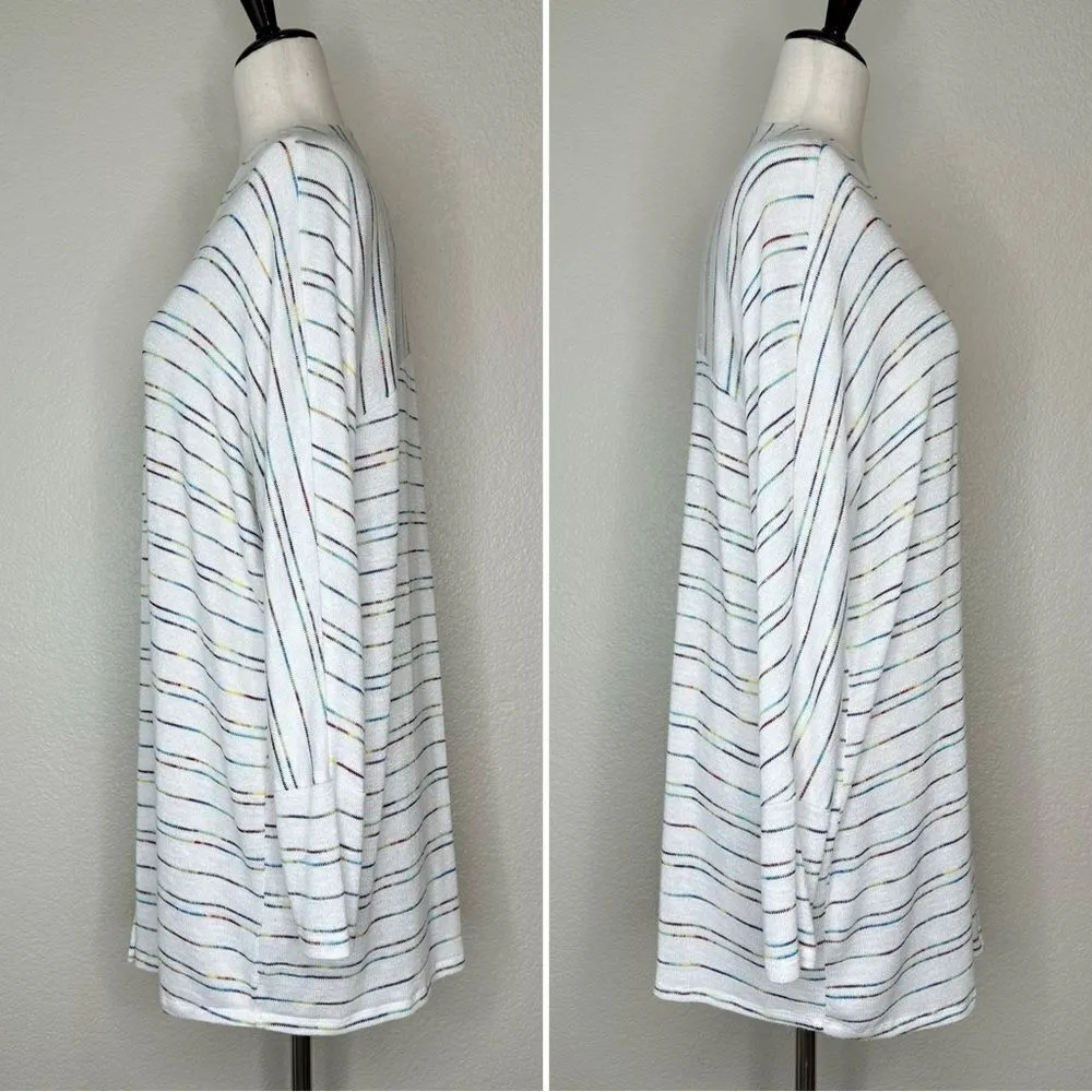 Torrid  White Multi Stripe Dolman Sleeves Cardigan - Image 6