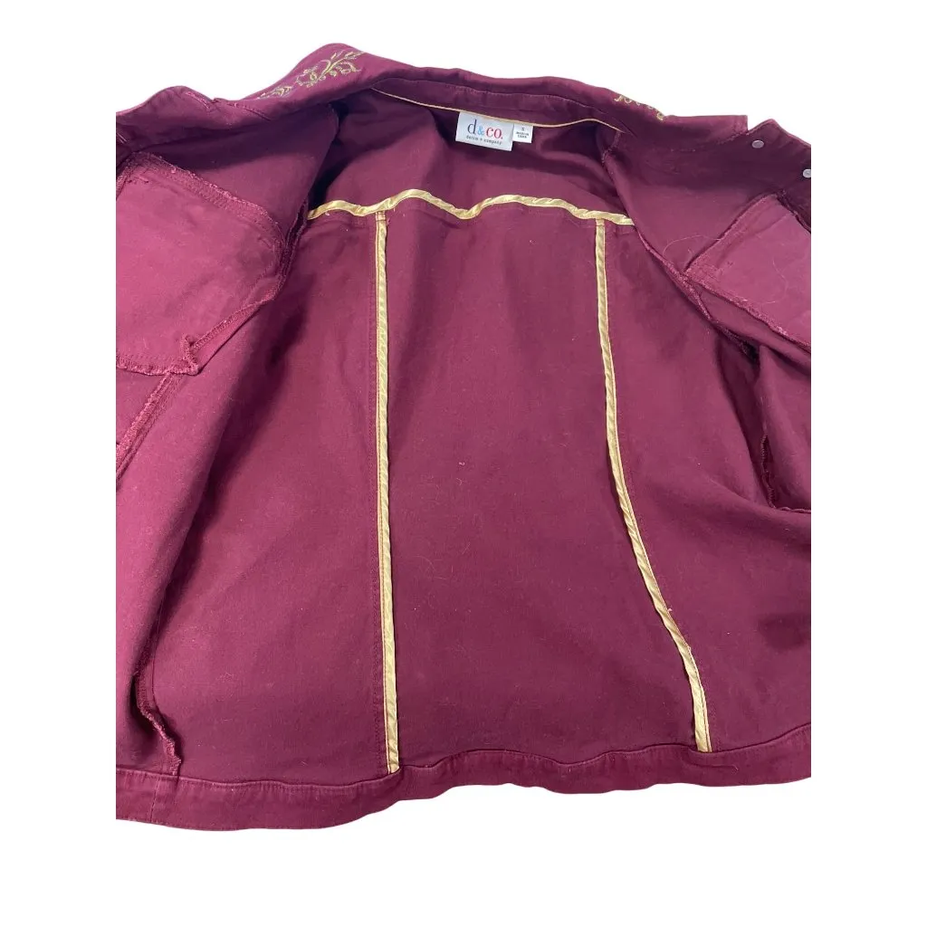 Denim Co. Womens Red Embroidered Gold Buttons Denim Jacket Size S SKU 9458 - Image 14