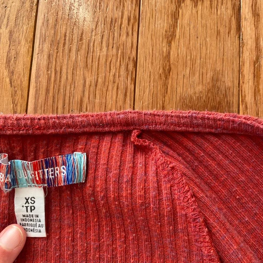 berry red ribbed square neck long sleeve top - Image 6