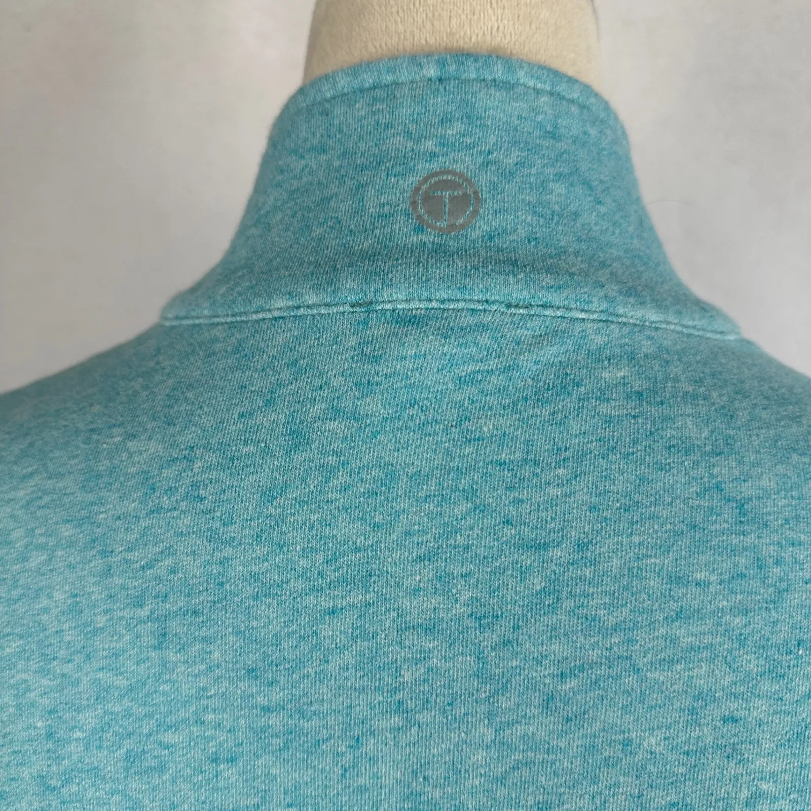 Talbots Turquoise Heathered Full Zip Up Jacket Sweatshirt Womens Large Sporty Blue - Image 5