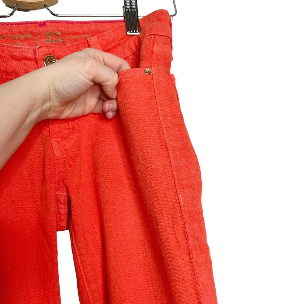Kate Spade Bright Orange Play Hooky Broome Street Skinny Cropped Jeans - Image 5