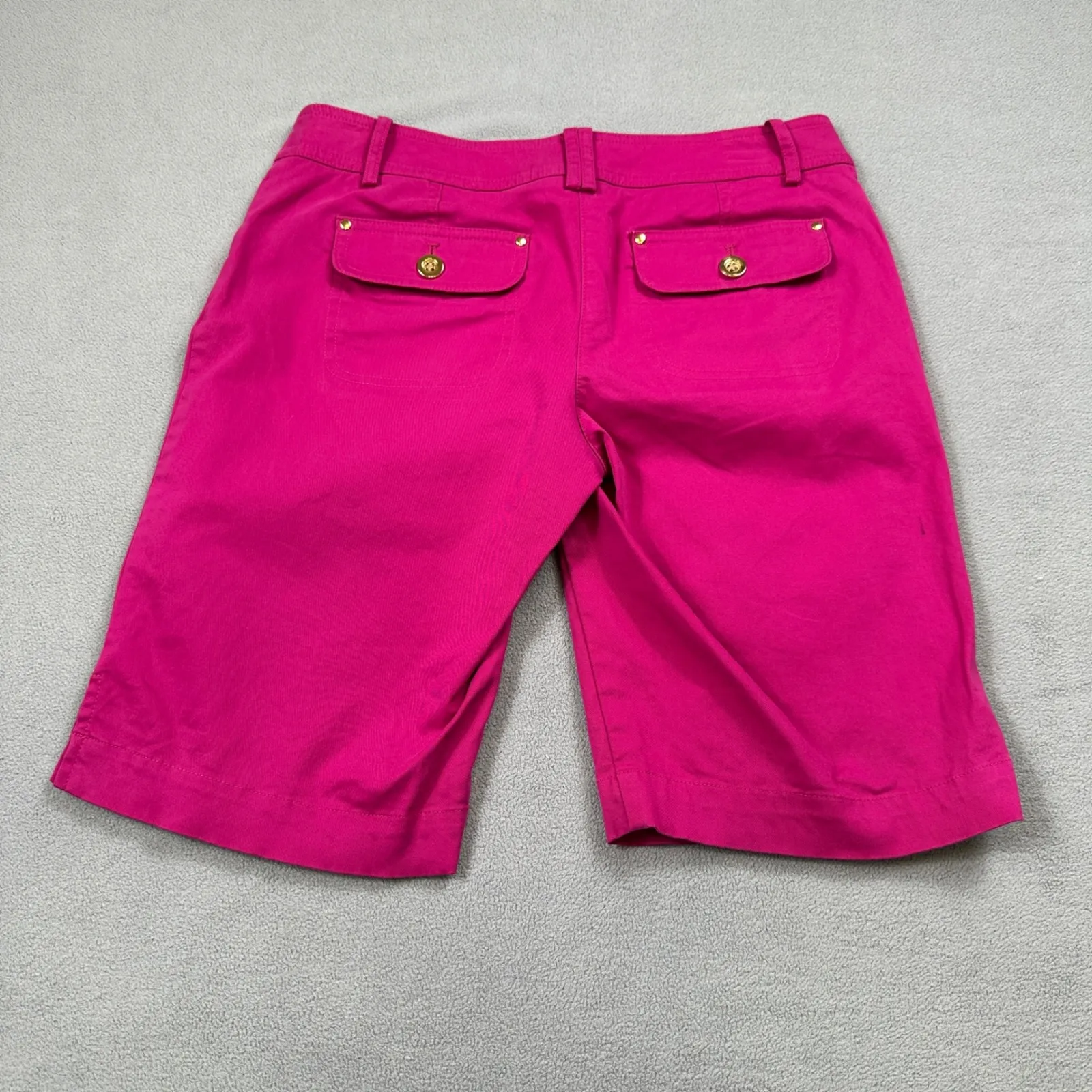 Cache Bermuda Shorts Womens 0 29 W Hot Pink Low Rise Gold Accents Cotton Blend - Image 2