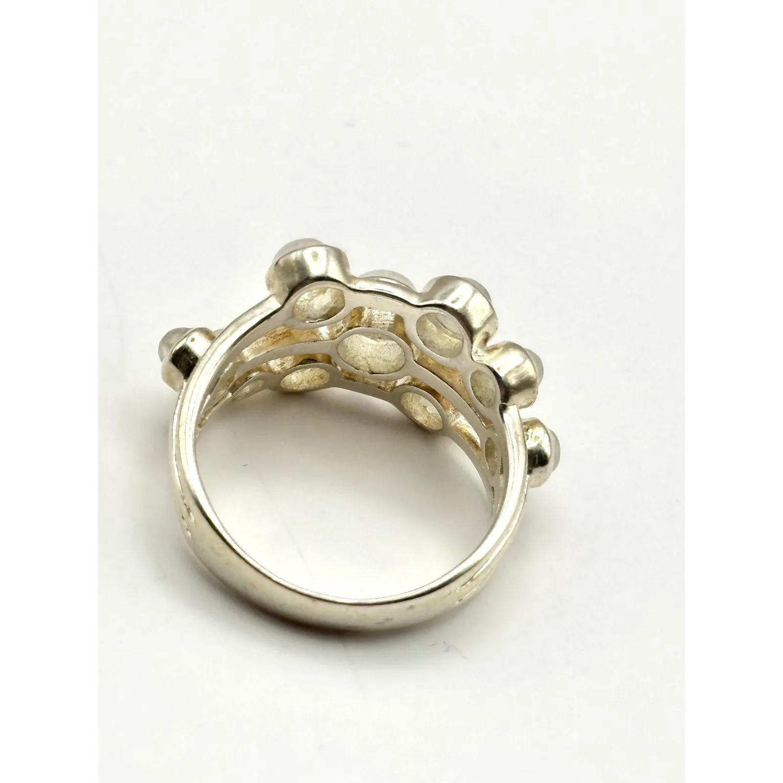 Moonstone Cluster Sterling Silver Ring Size 9 - Image 6
