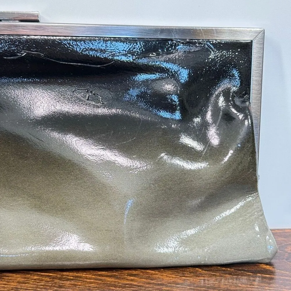 Hobo International Patent Leather Long Frame Clutch Purse Black to Gray Ombre 6x - Image 3
