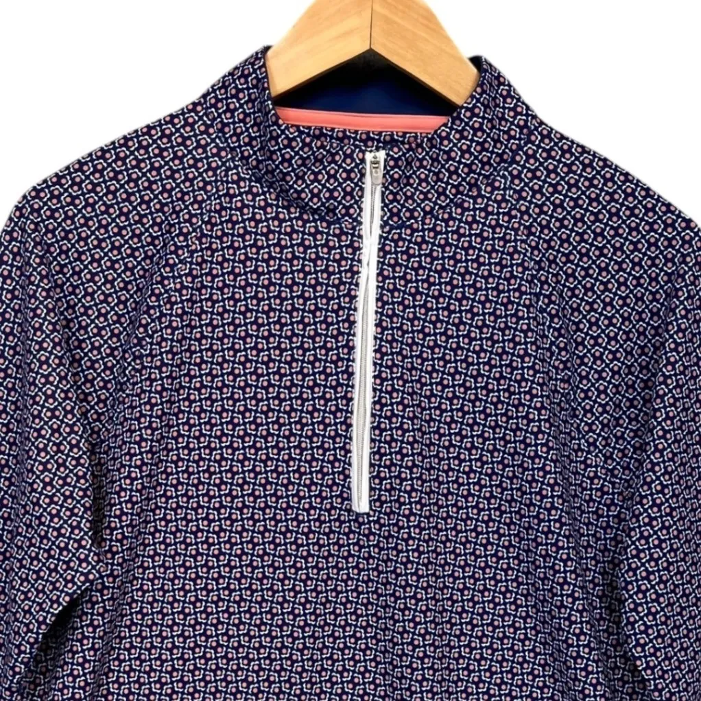 Peter‎ Millar Crown Sport Womens Perth Performance Pullover Top Blue Print Large - Image 3