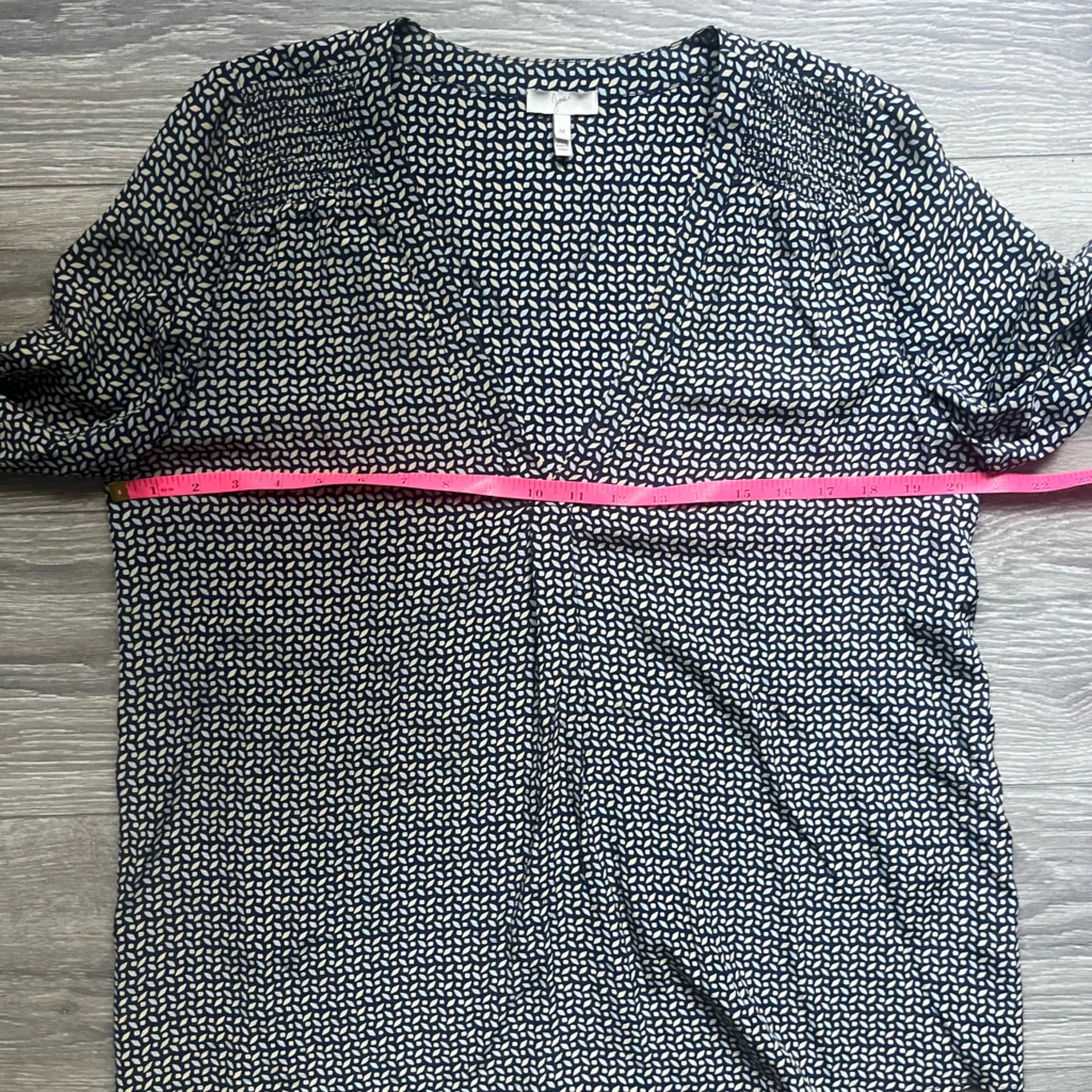 Joie Anthropologie Blue Tan Geometric Print 100% Silk Long Sleeve Top Size M - Image 8