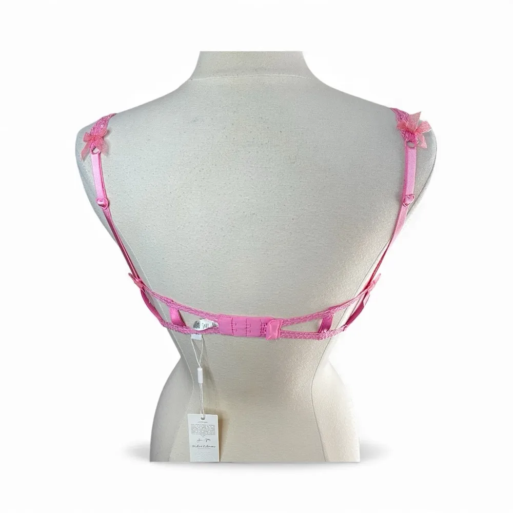 NWT FOR LOVE & LEMONS Dolly Heart Bra in Pink (Whimsical Garden), 32C - Image 5