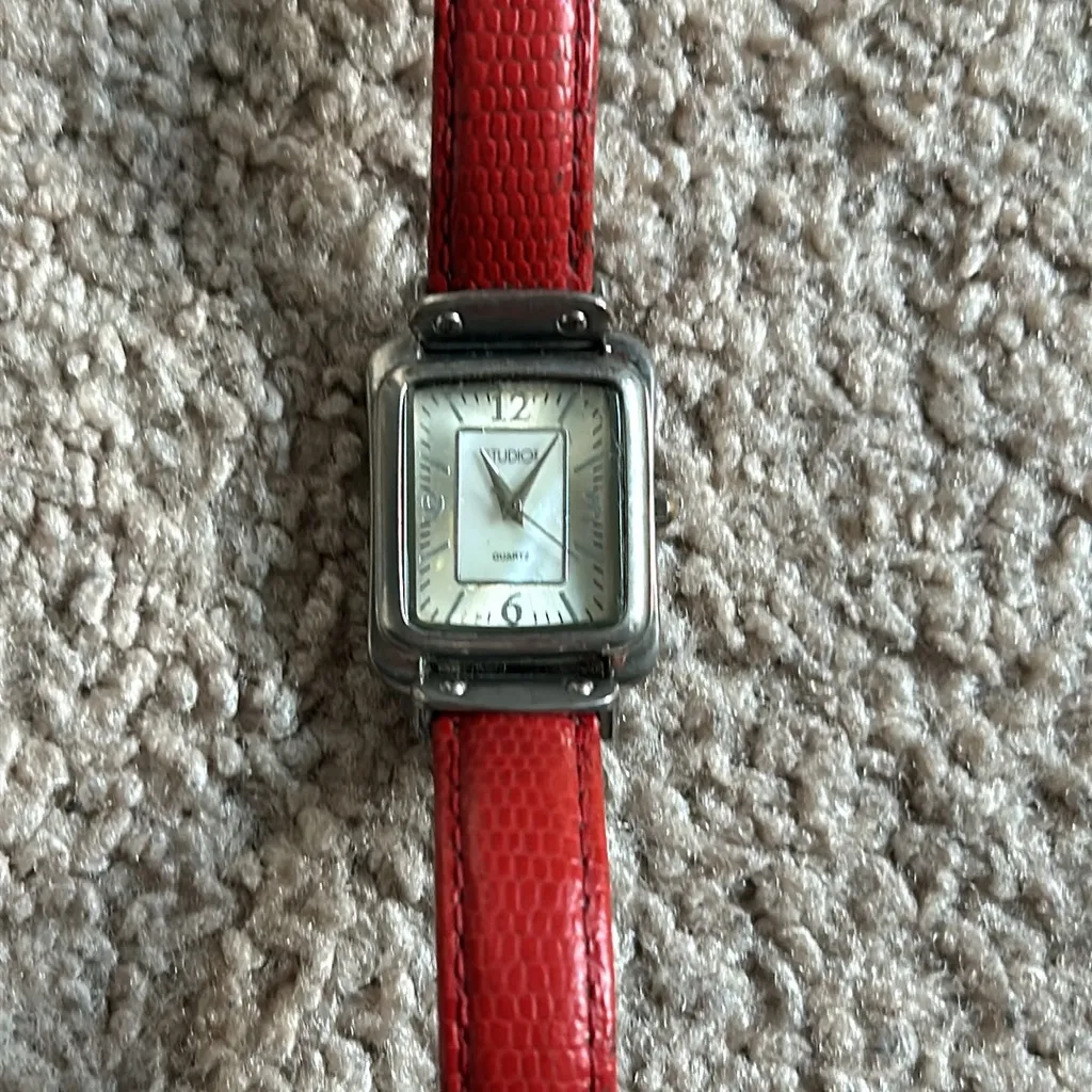 Women’s‎ Studio Time vintage retro red/silver adjustable watch Red - Image 4
