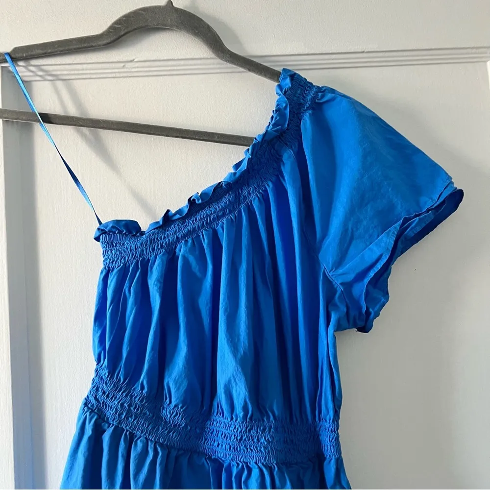 J. Crew Smocked one-shoulder dress in cotton poplin in Blue Size XXS EUC - Image 3