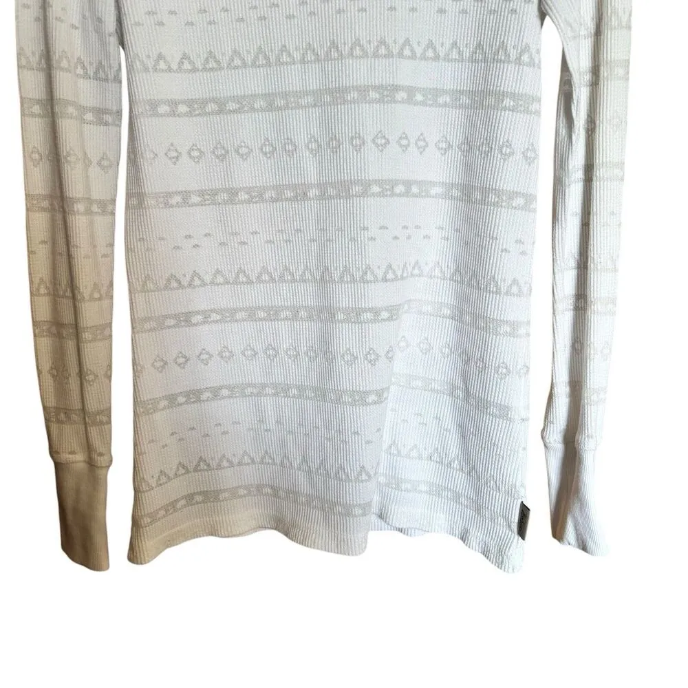 Woolrich Top Womens Medium Multicolor Boho Print Waffle Knit Long Sleeve Blouse - Image 4