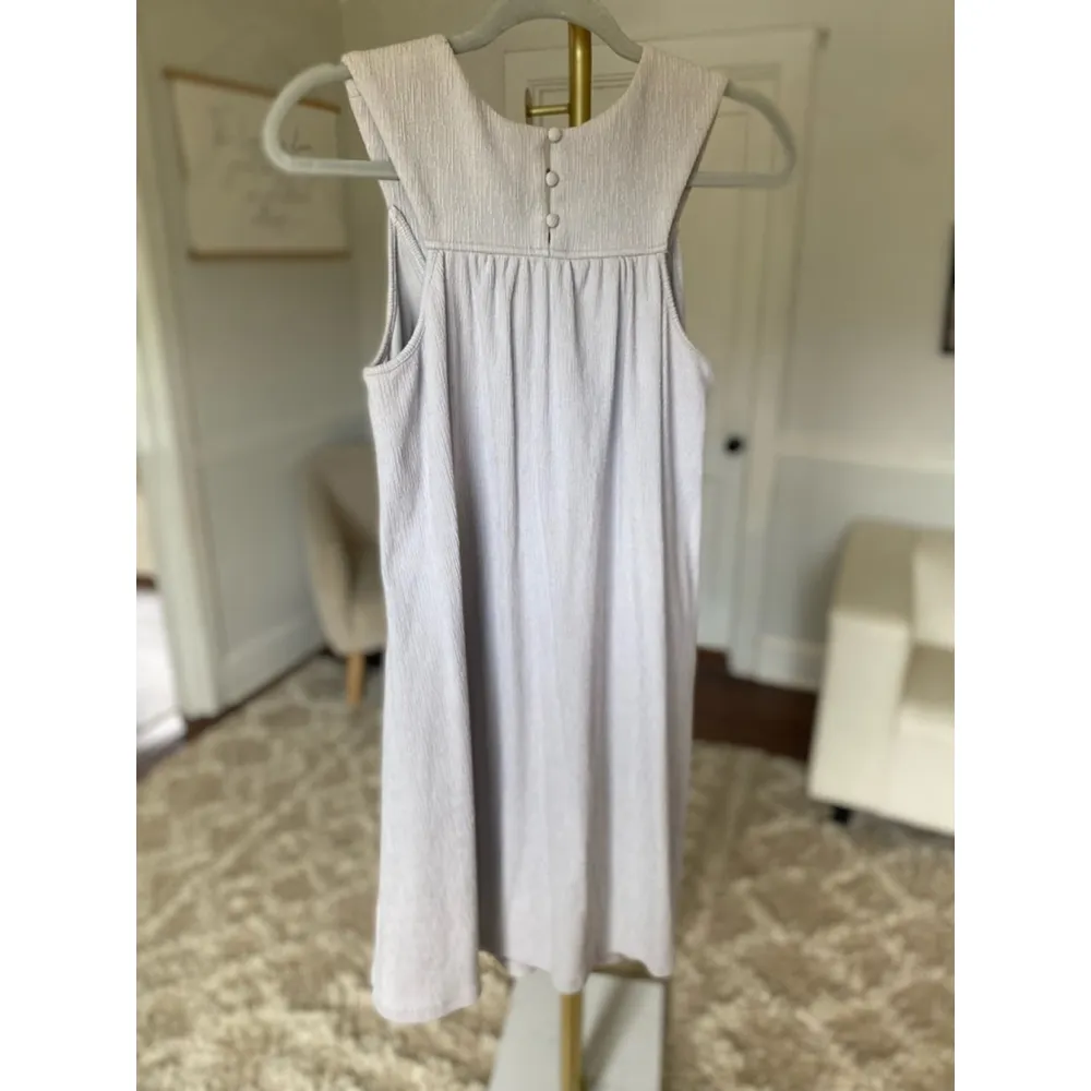 Heyson Ribbed Swing Mini Dress Gray Spring Summer Wedding Event Beach Parisian S - Image 2