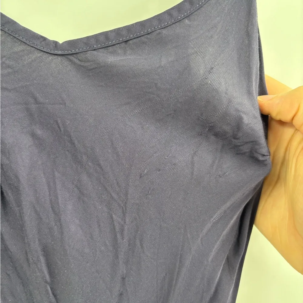 Nation ltd navy blue viscose coquette girly slip midi length dress size xs - Image 4