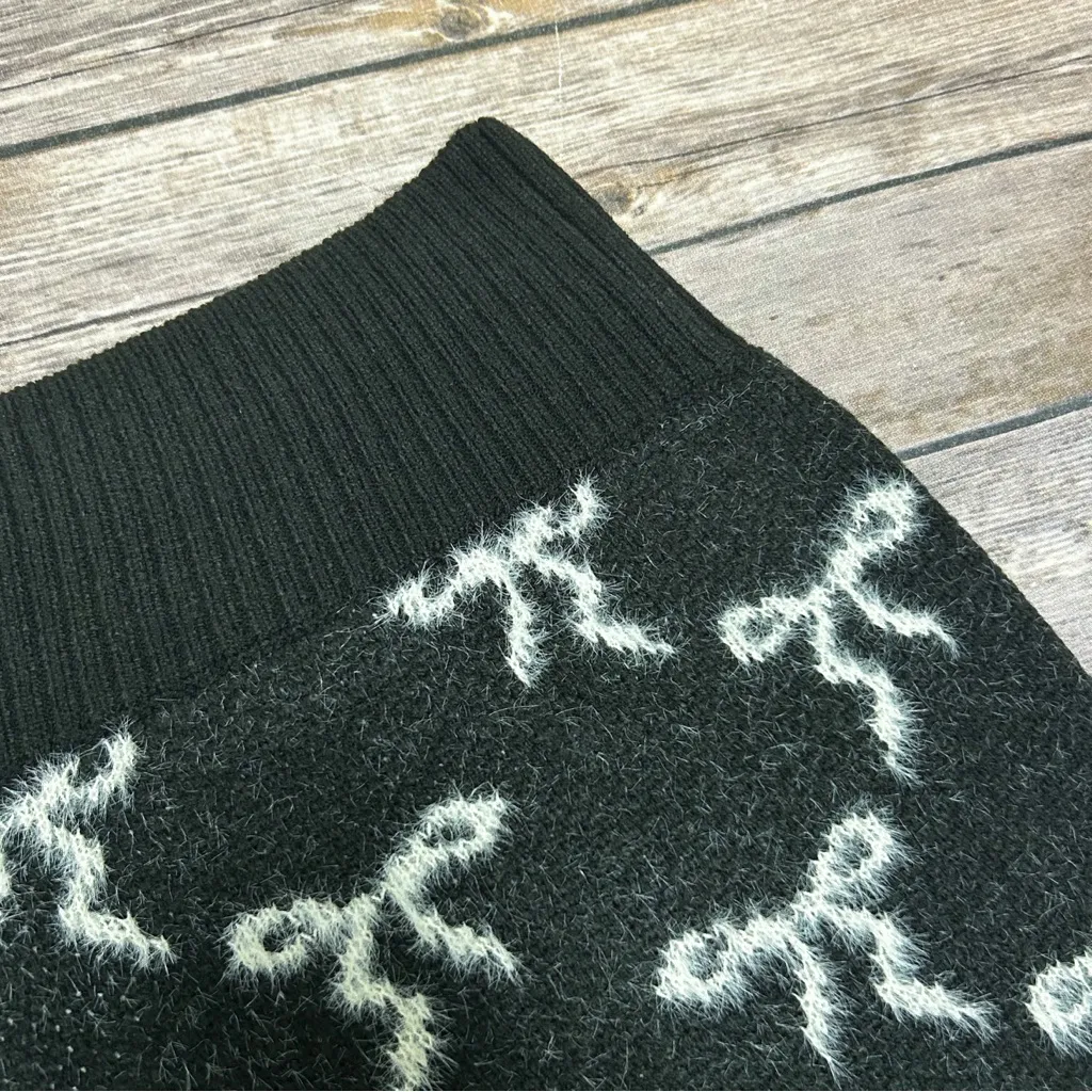 Out From Under Black Ivory Cozy Up Fuzzy Eyelash Knit Sweater Bows Shorts Medium - Image 3