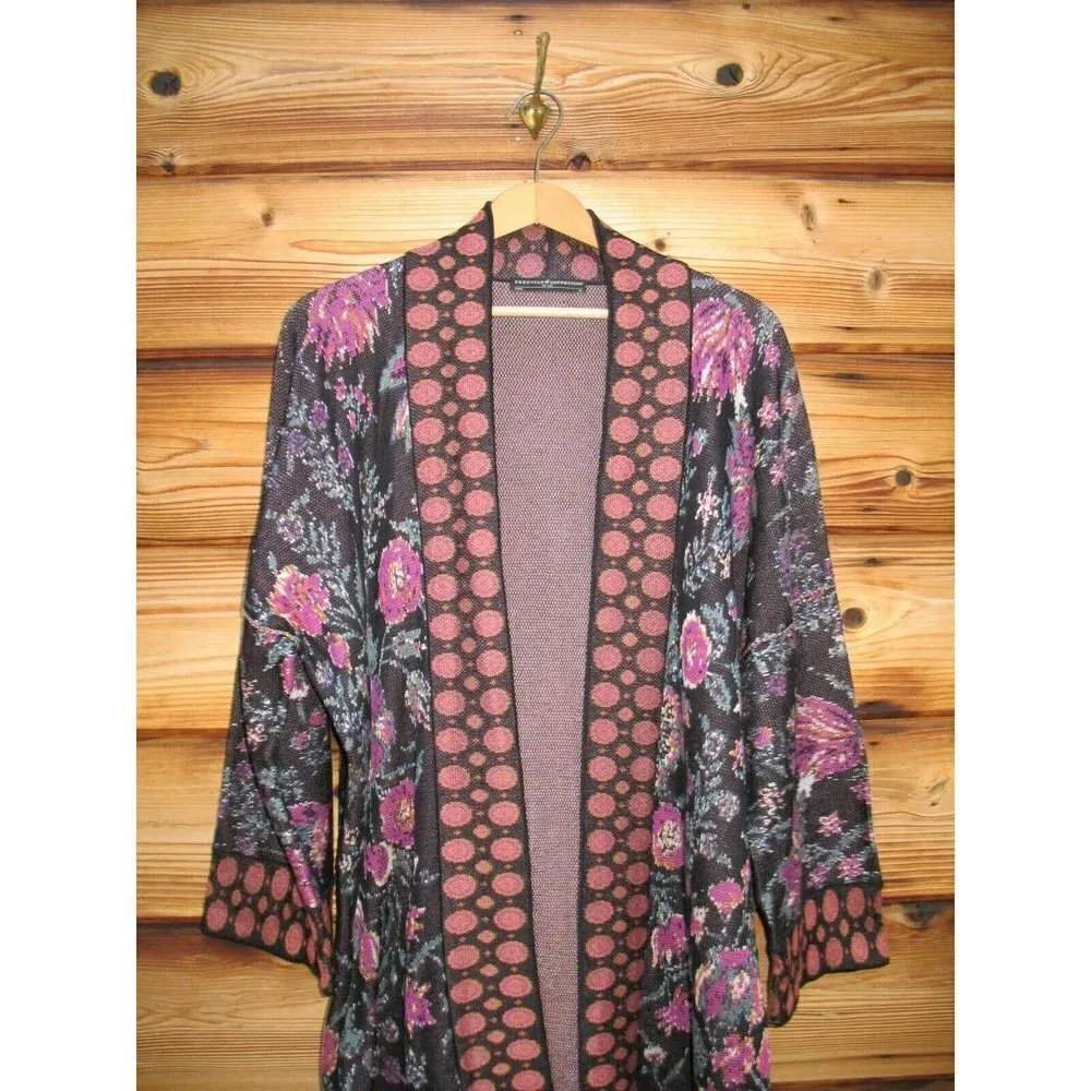 Peruvian Connection Bloomsbury Black Pima Cotton Kimono Cardigan Sweater XL - Image 4