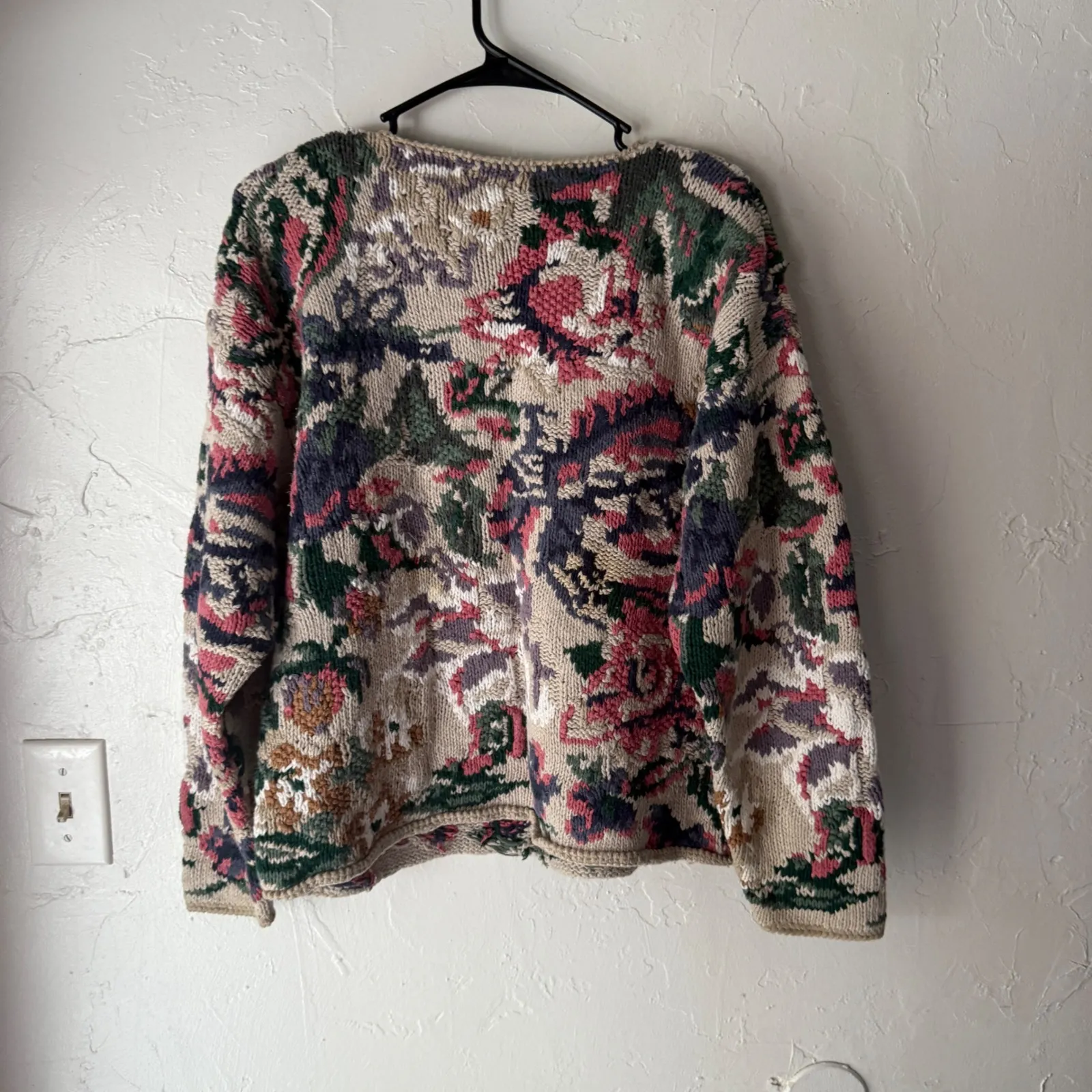 Maurices Vintage 90s Womens Sweater M Floral Chunky Knit Granny Grandma Cottage - Image 7