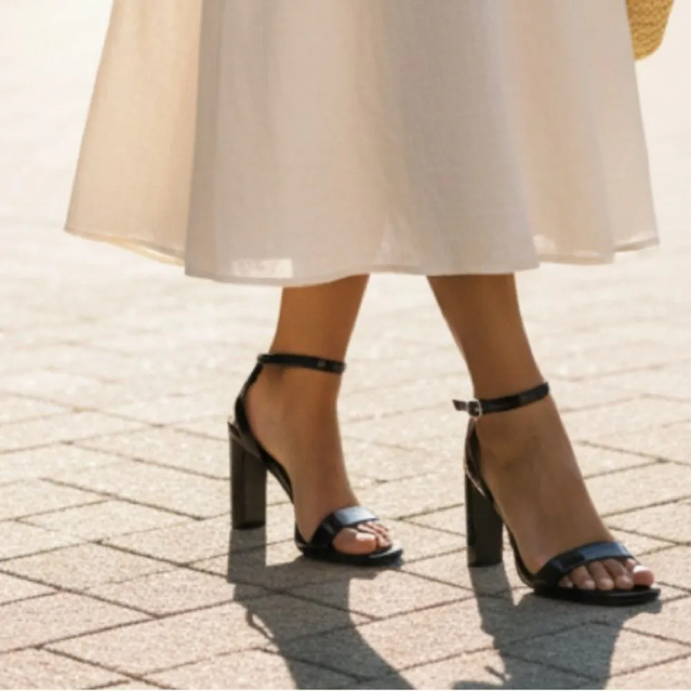 Michael Kors Black Patent Leather Strappy Block Heel Sandals (Size 5.5M) - Image 2