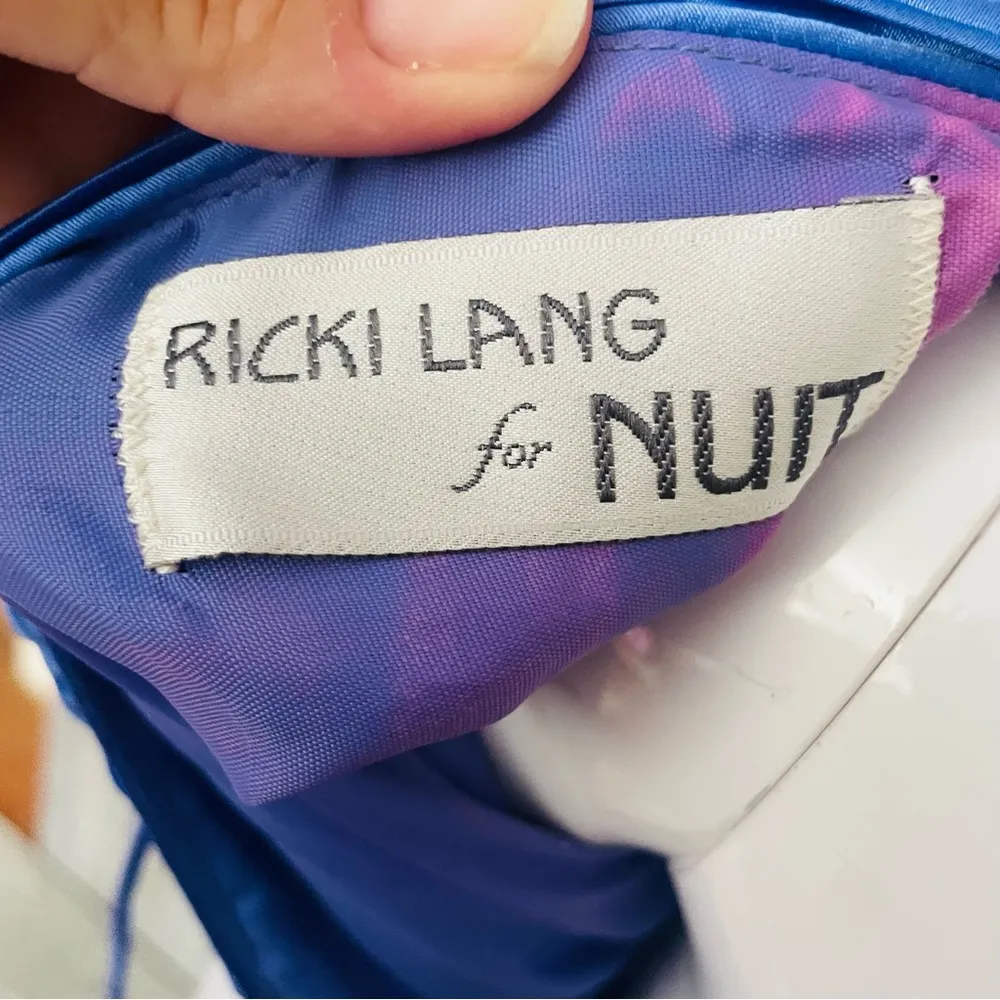 Nwt 1980 Ricki Lang for nuit blue ruffle pleated beaded formal , evening dress 6 - Image 11