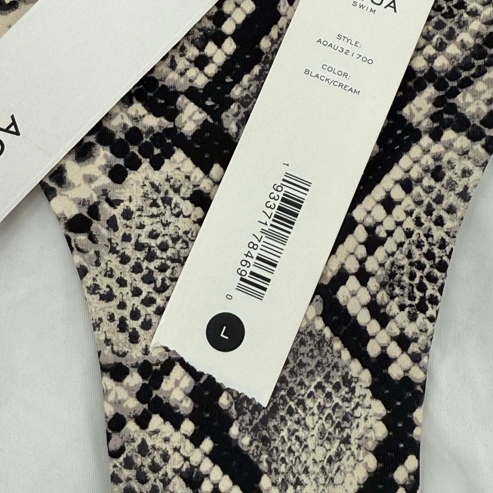 AQUA Bikini Bottoms Size Large Black Cream Swim Snake Print 100% Exclusive NWT - Image 6