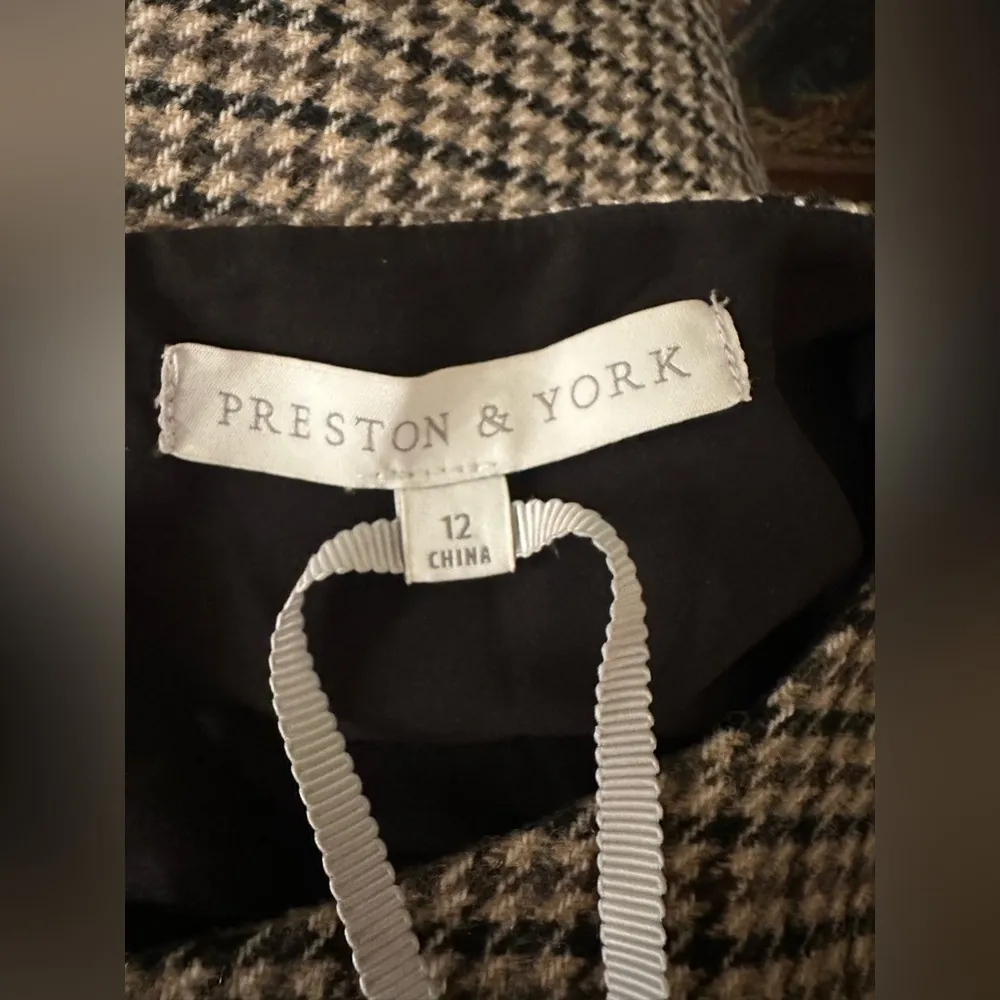 NWT PRESTON & YORK HOUNDSTOOTH TAN COLOR DRESS long sleeve with front pockets - Image 8