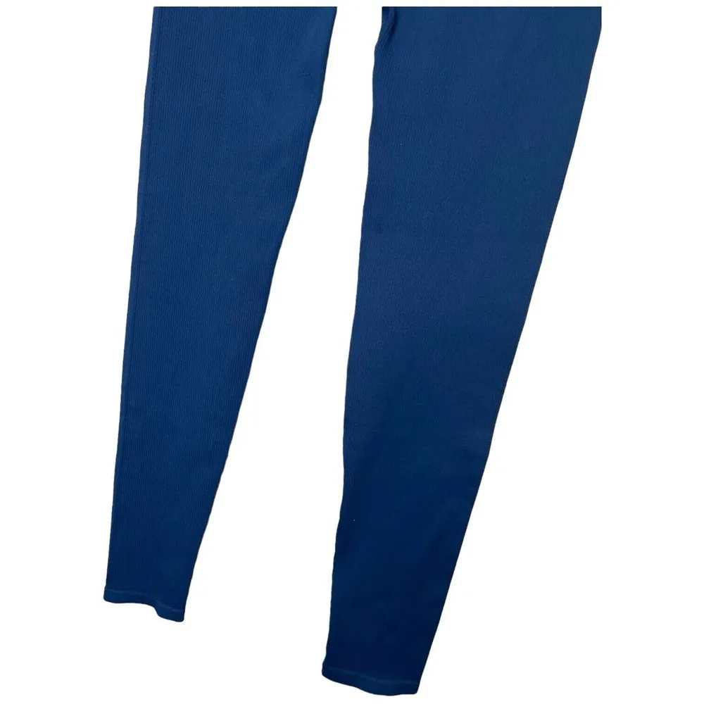 Fabletics High Waisted Seamless Ribbed Legging Corset Workout Yoga Teal Blue S - Image 8