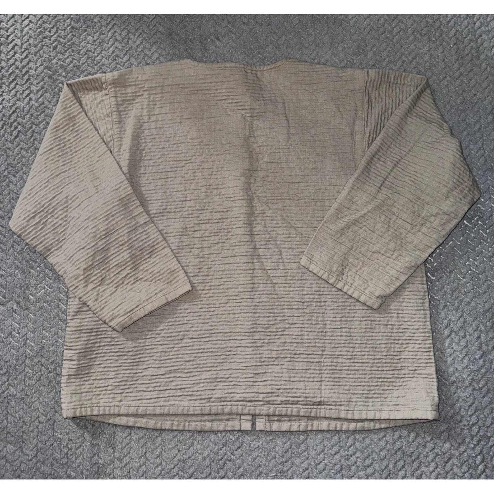 Eileen Fisher Women's Collarless Button Front Boxy Jacket Beige Size M - Image 5