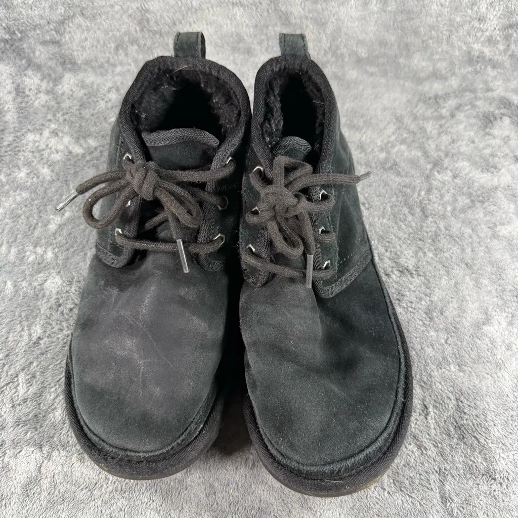 Women’s 7 UGG Neumel Lace Up Chukka Mid Boots Suede All Black Slip On - Image 2