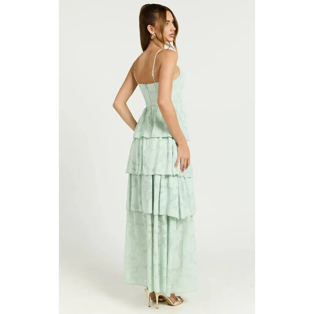 SHOWPO Janezkie Light Green Formal Tiered Gown Size US 2 NEW NWT - Image 3