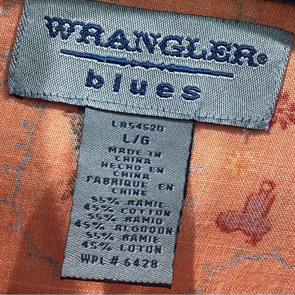 Vintage Wrangler Blues Womens Horse Button Down Shirt Size large Orange Snap Y2K - Image 4