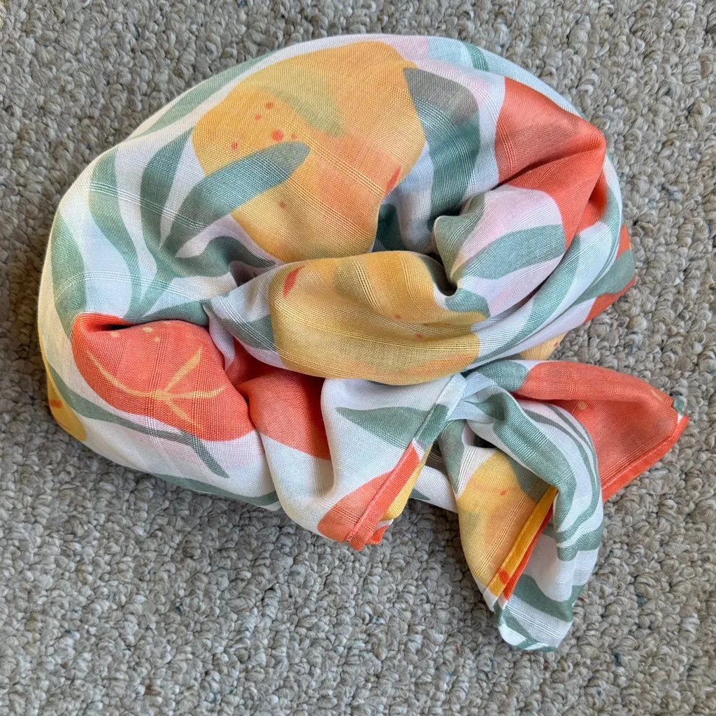 Orange 🍊 Citrus Patterned Scarf Sarong Wrap - Image 3