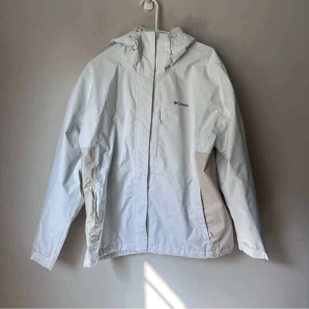 Columbia Women’s Women’s Arcadia II Rain Jacket White Gray Size XL - Image 3