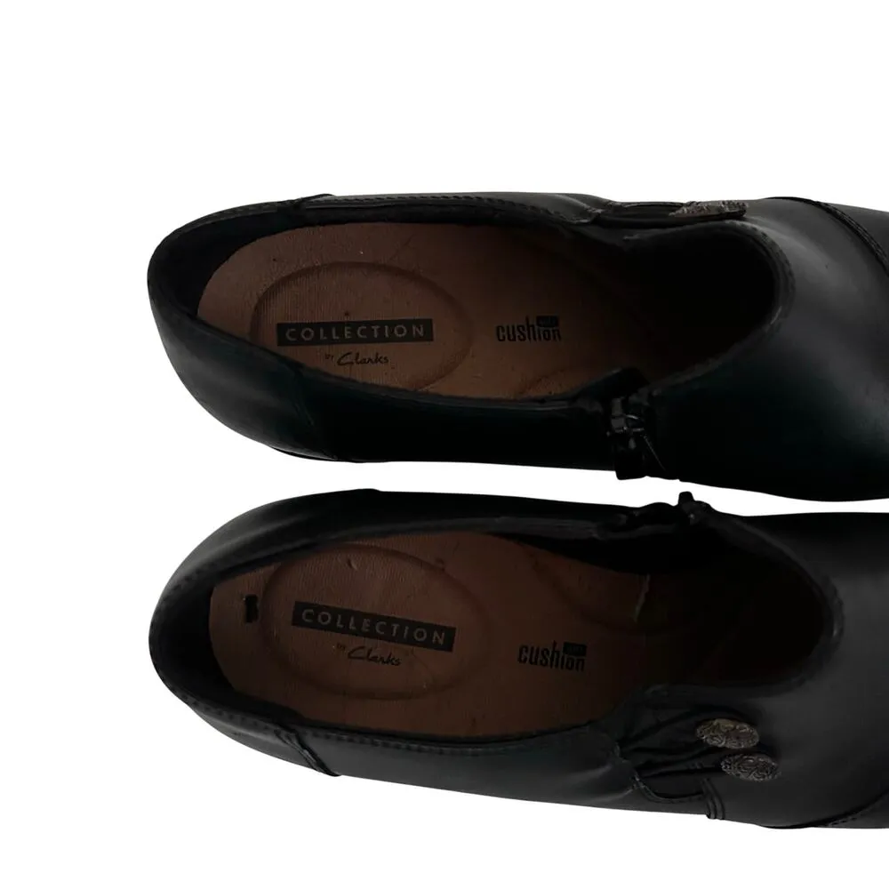 Clarks Emslie Warren Black Leather Heeled Loafers Sz 10 - Image 3