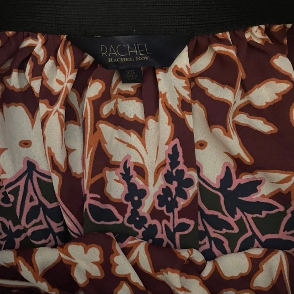 Rachel Roy Womens Pink Sheer Floral Midi Peasant Skirt SZ XS - Image 4