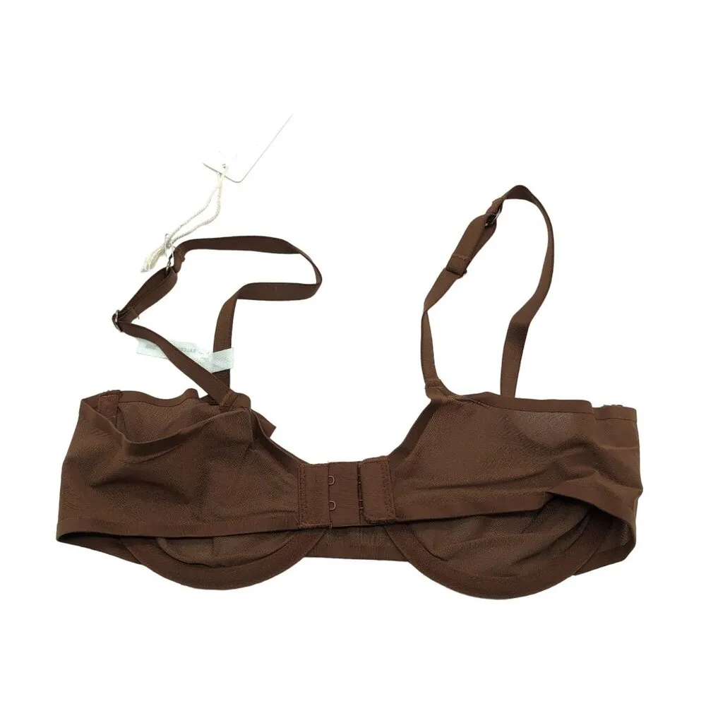 Smoothez by Aerie Bra Balconette Sheer Mesh Unlined Underwire Brown 36C - Image 2