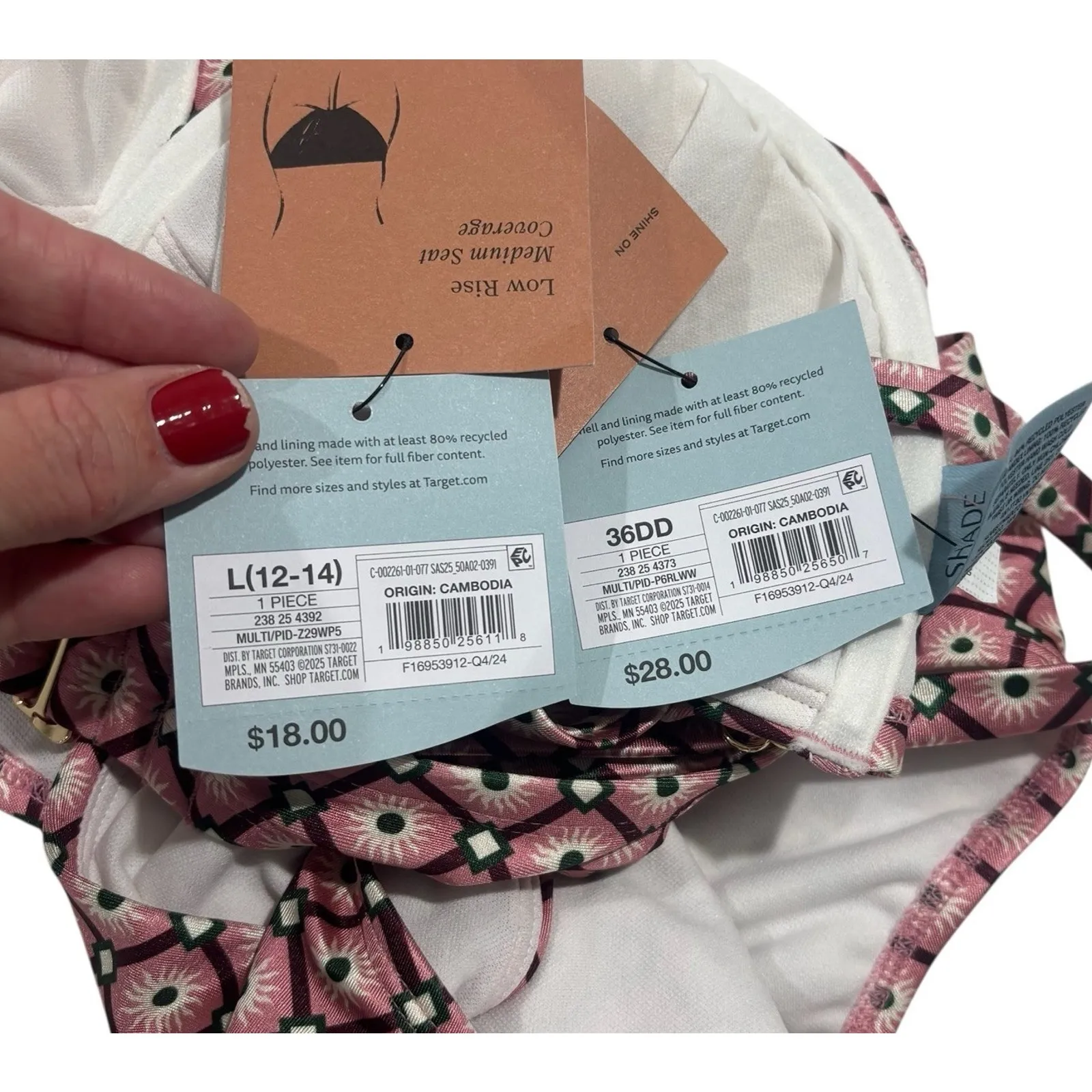 Shade & Shore Womens Geometric Print Underwire Medium Coverage Bikini Sz L/36DD - Image 5