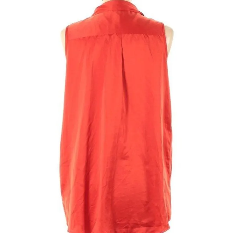 Olive and Oak Women’s Red Sleeveless Collared Button-Down Blouse - Size Large - Image 6