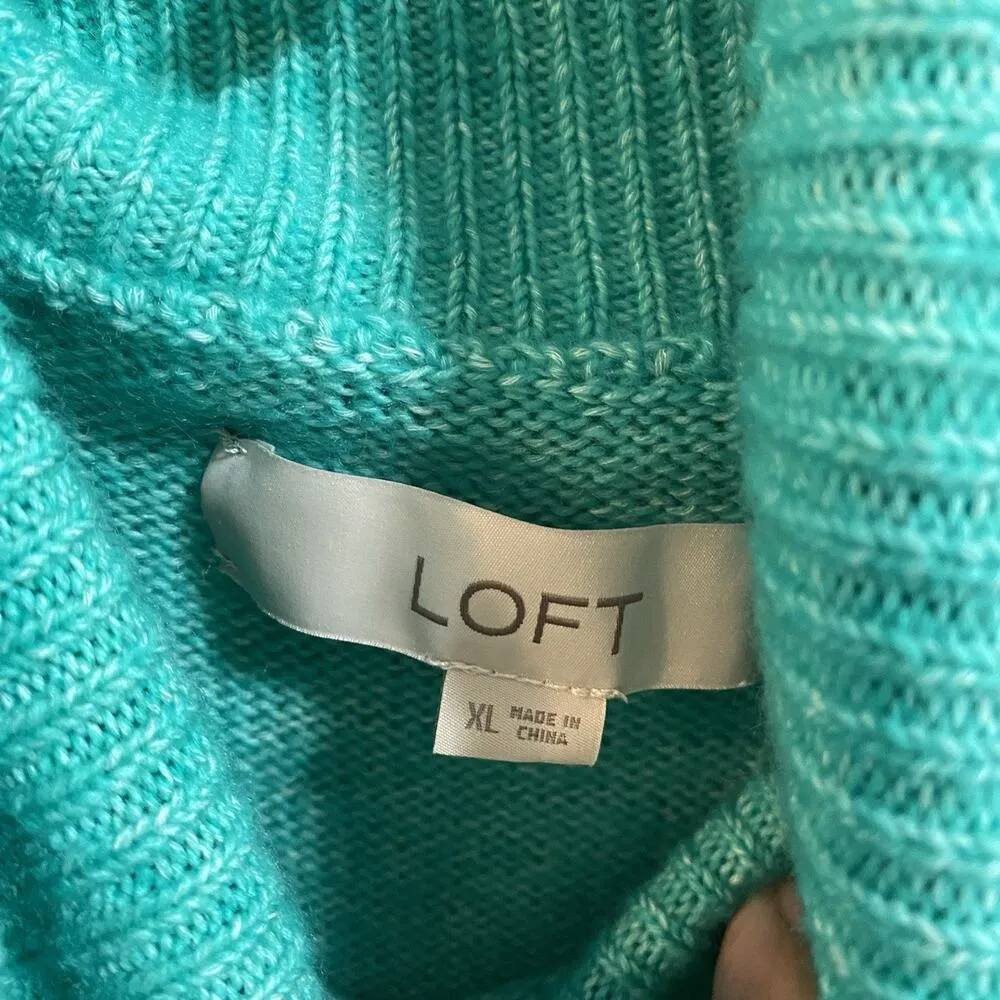 Loft Women’s XL Soft Green Turtle Neck Long Sleeve Knit Sweater Pullover Spring - Image 4