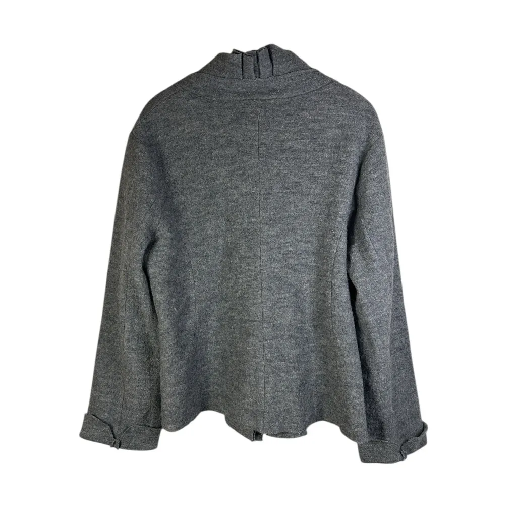 Rosette Hem Grandma Sweater Yarn Cottagecore Ruffle Waterfall Cardigan 100% Wool - Image 6