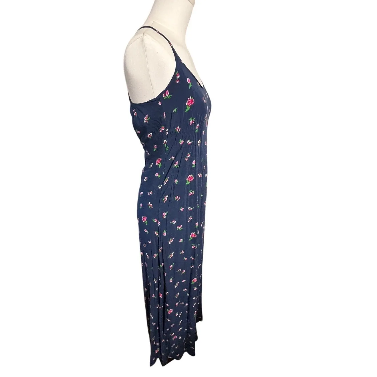 Abercrombie‎ & Fitch Floral Maxi Dress Navy Blue Strappy Slip Style Size M - Image 2