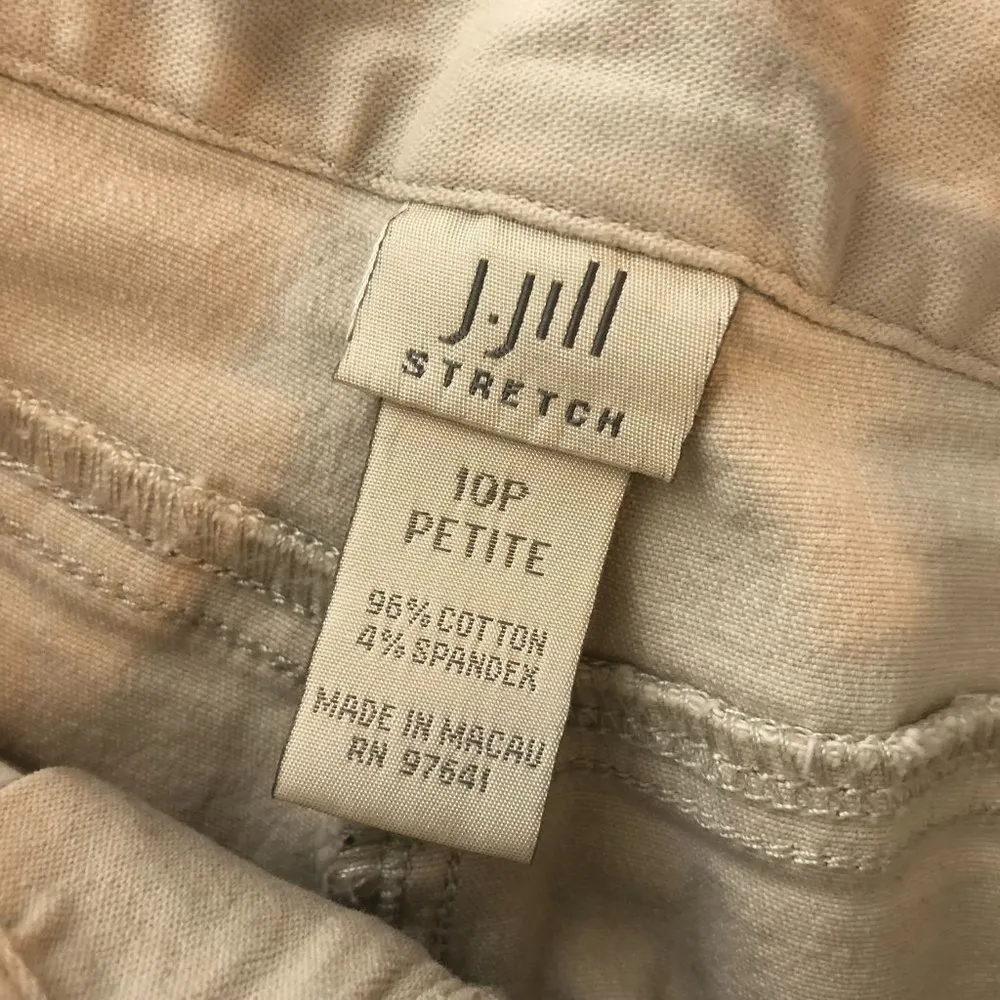 J. Jill Womens Capri Pants Stretch Straight Leg Flat Front Pockets Beige 10P - Image 3