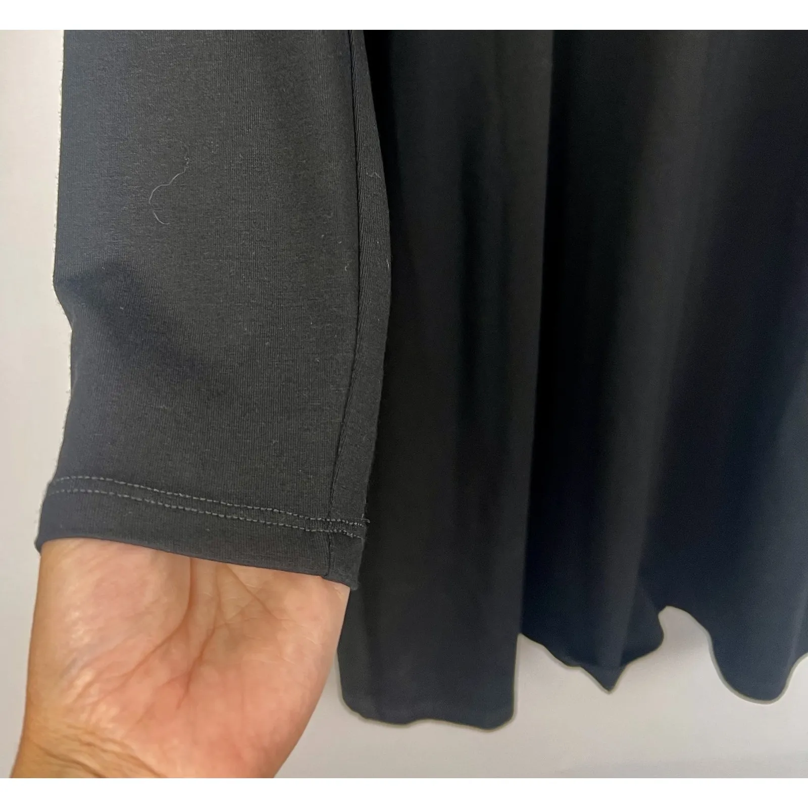 Eileen Fisher Black Long Sleeve M Tunic Top T-Shirt dress Minimalist Stretch - Image 8