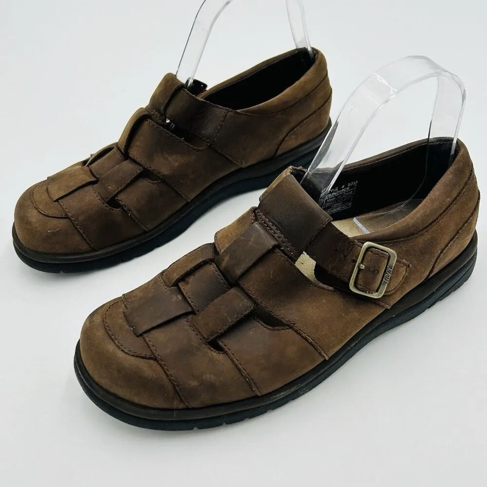 Teva Brunswick Shock Pad Womens Brown Leather Closed Toe Slip-On Sandals Size 7 - Image 5
